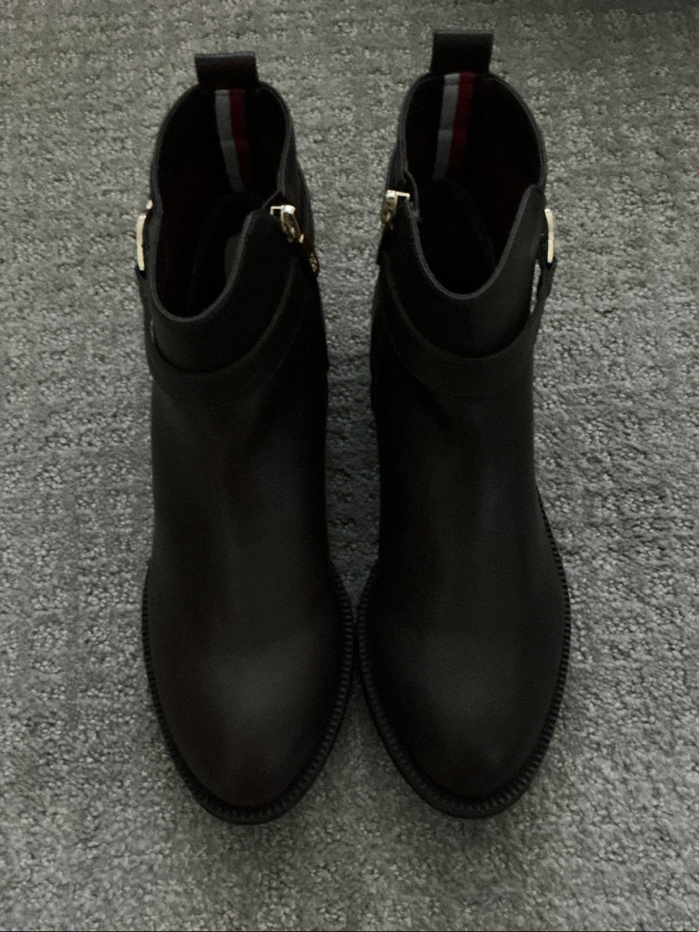 Women's Black Ankle Boots with Gold Buckle